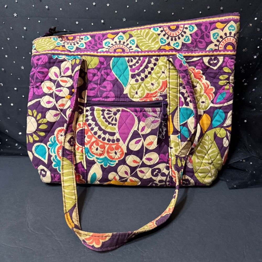 Vera Bradley Plum Crazy Quilted Tote Bag Retired 2013